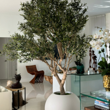 Olivo artificial en maceta beige mate