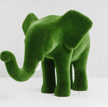 Elefante mediano de pasto artificial – Figura topiaria