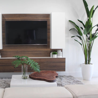 Planta ave del paraíso artificial con maceta Ben en blanco de alto brillo – 2.54 m