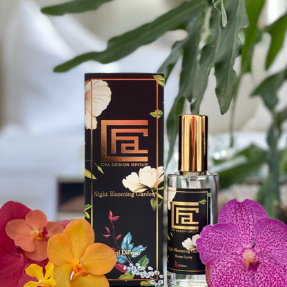 Aromatizante ambiental en spray y vela aromática Night Blooming